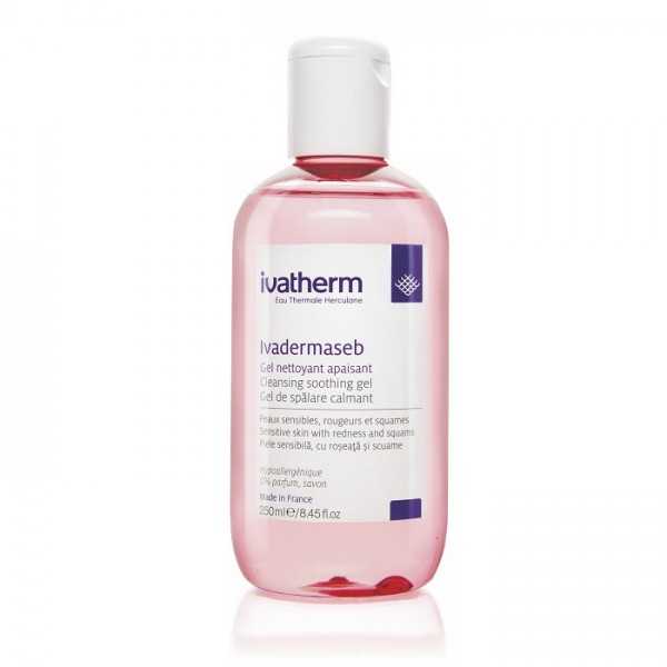 Gel de spalare calmant pentru piele sensibila cu roseata si scuame Ivadermaseb, 250ml, Ivatherm