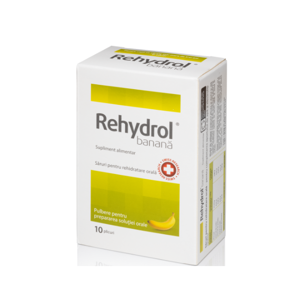 Rehydrol solutie de rehidratare cu banane, 10 plicuri, MBA Pharma