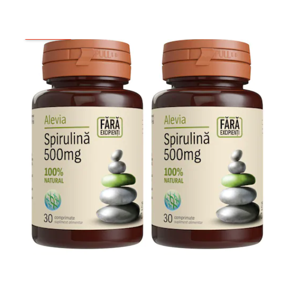 Pachet Spirulina 500mg 1+1, 30 comprimate, Alevia