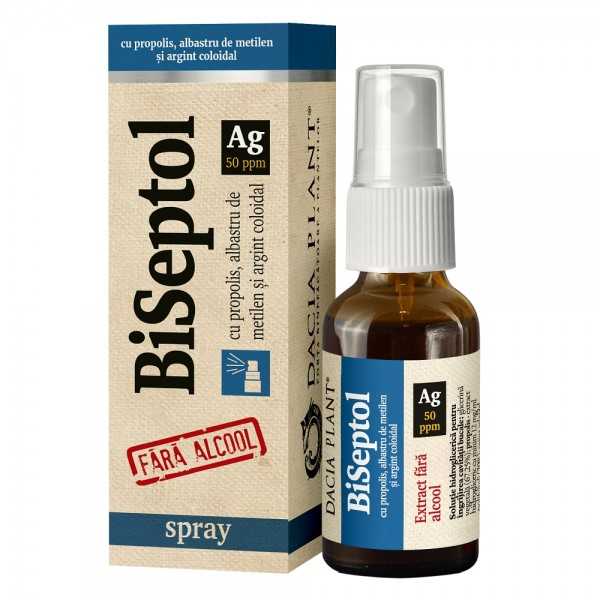 Biseptol Spray cu argint coloidal, 20ml, Dacia Plant