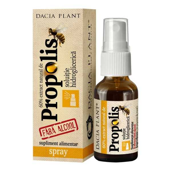 Spray cu extract natural de propolis fara alcool, 20 ml, Dacia Plant