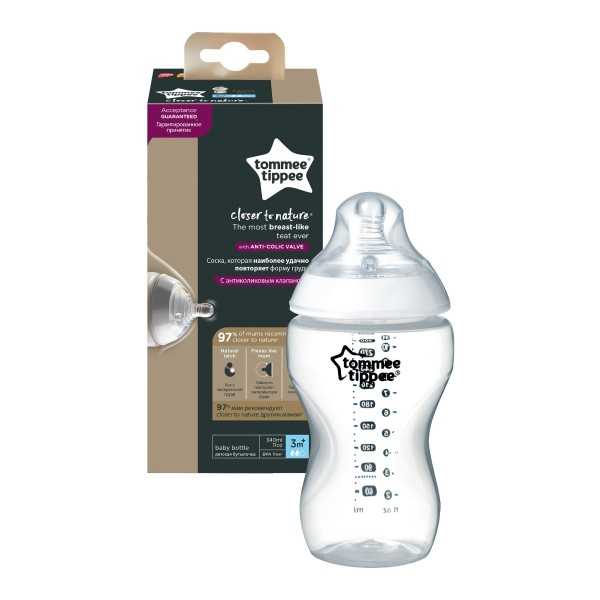 Biberon tetina silicon Closer to Nature +3 luni, 340ml, Tommee Tippee