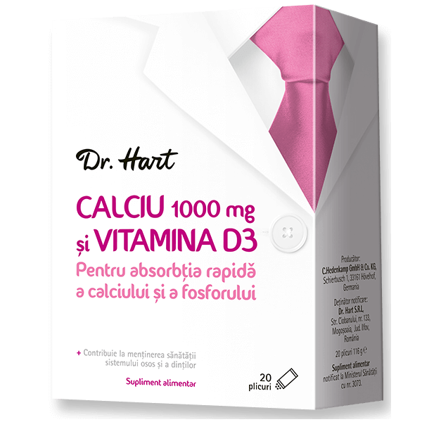 Dr.Hart Calciu forte 1000 mg + D3, 20 plicuri