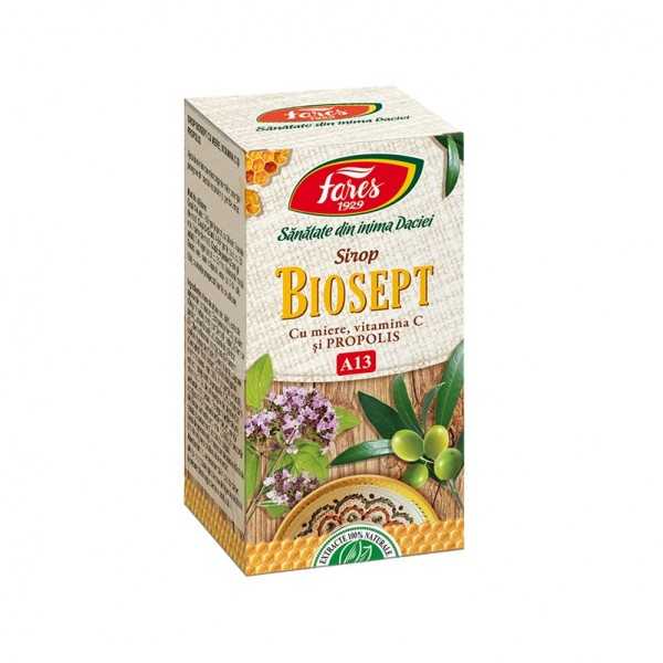 Sirop Biosept sirop miere, vitamina C si propolis, 100 ml, Fares