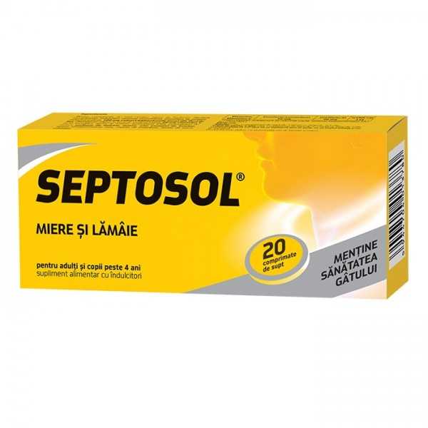 Septosol cu miere si lamaie, 20 comprimate, Biofarm