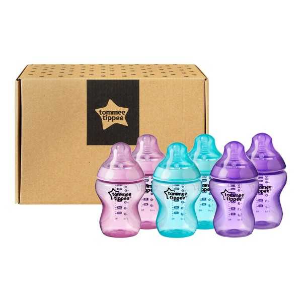 Set biberoane ONL Fete 260ml 0 luni+ Multicolor, 6 bucati, Tommee Tippee