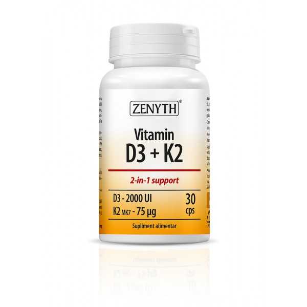 Vitamin D3 + K2, 30 capsule, Zenyth