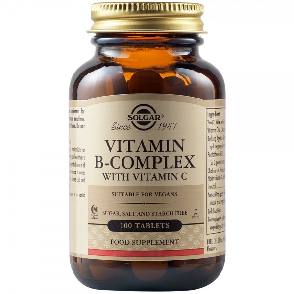 Complex Vitamina B cu Vitamina C, 100 tablete, Solgar