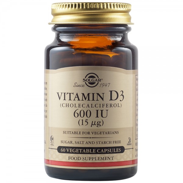 Vitamina D3 600UI 15mcg, 60 capsule vegetale, Solgar