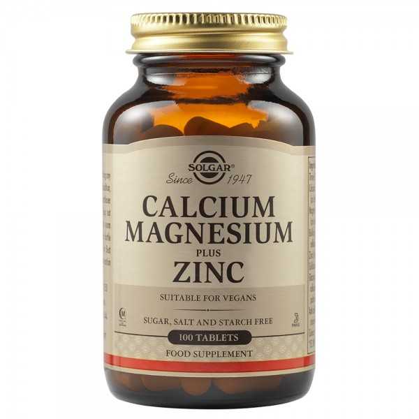 Calciu Magneziu + Zinc, 100 tablete, Solgar