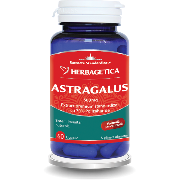 Astragalus 500mg cu 70% Polizaharide, 60 capsule, Herbagetica