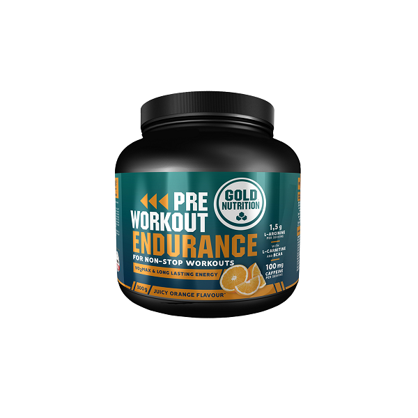 Pudra proteica cu aroma de portocale Pre Workout Endurance, 300g, Gold Nutrition