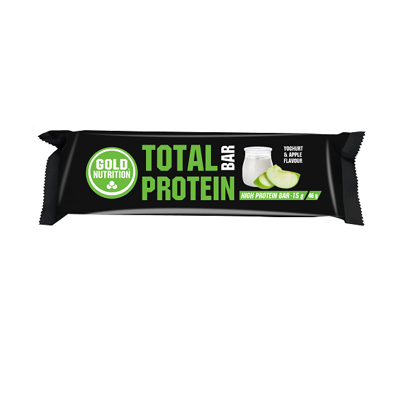 Baton proteic Total Protein cu iaurt si mere, 46g, Gold Nutrition