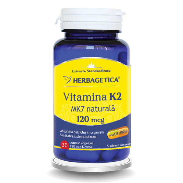 Vitamina K2 MK7 naturala 120mcg, 30 capsule, Herbagetica