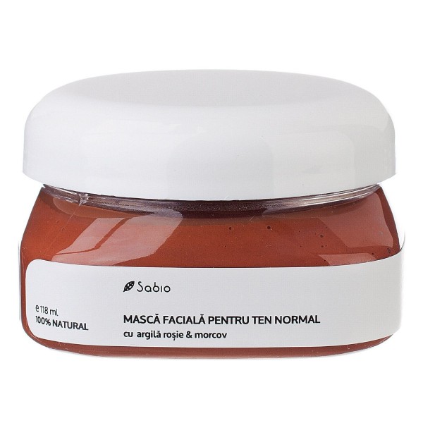 Masca faciala pentru ten normal cu argila rosie si morcov, 118ml, Sabio