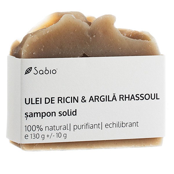 Sampon solid de Ricin si Argila Rhassoul, 130g, Sabio