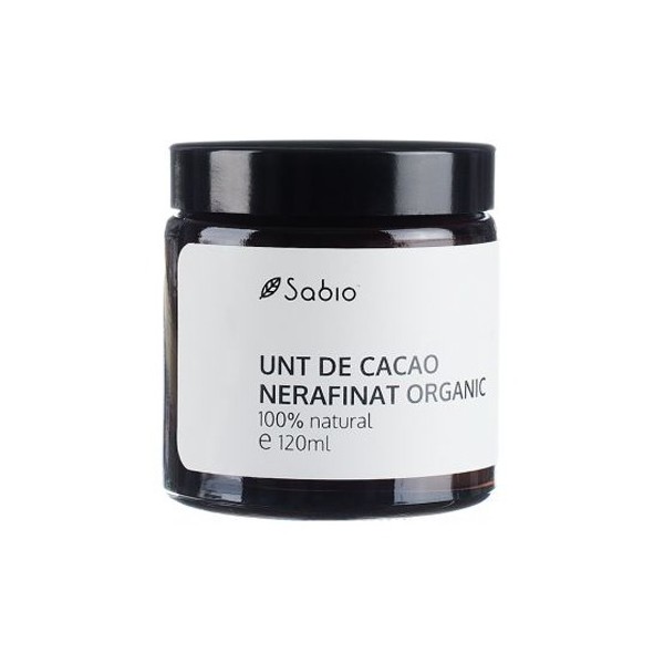 Unt de cacao nerafinat organic, 120ml, Sabio