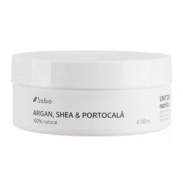 Unt de corp cu argan + shea si portocala, 100ml, Sabio