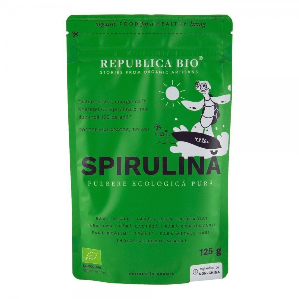 Spirulina pulbere ecologica pura, 125g, Republica Bio