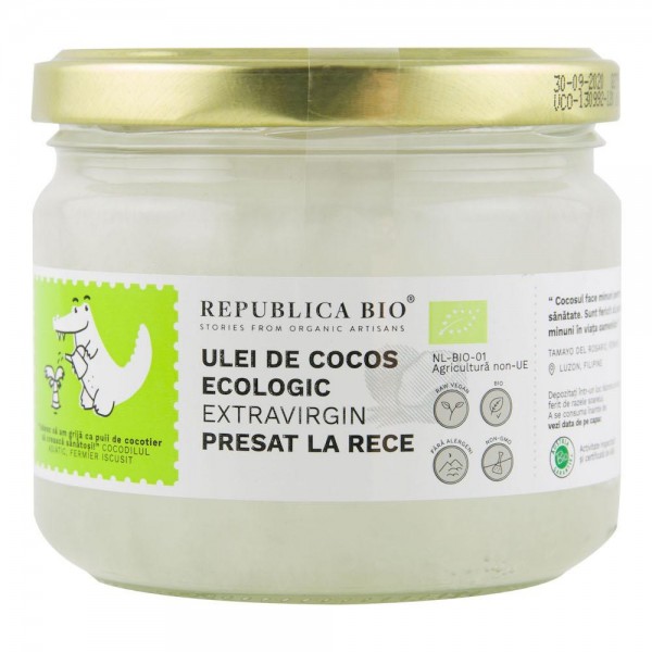 Ulei de cocos extravirgin presat la rece, 280ml, Republica Bio