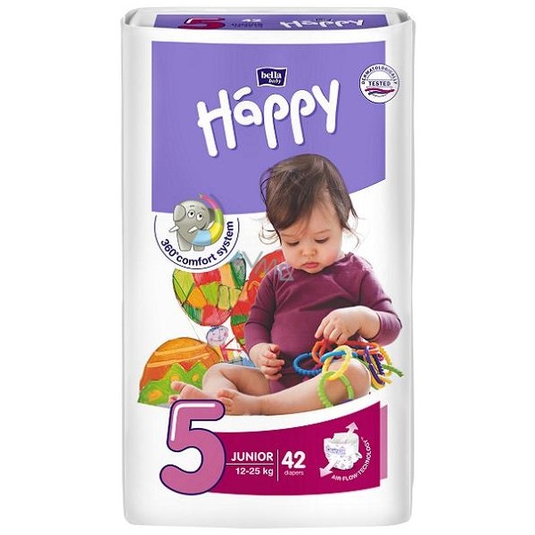 Scutece Happy Junior 12-25kg, 42 bucati, Bella Baby