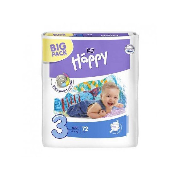 Scutece Happy Midi 5-9kg, 72 bucati, Bella Baby