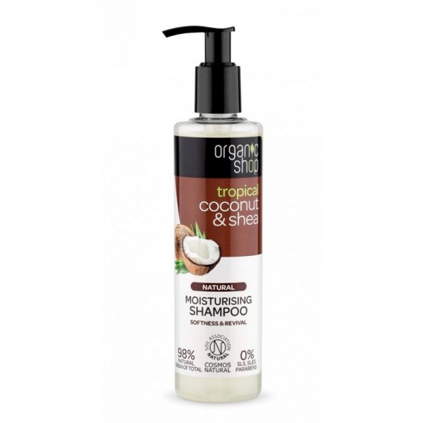 Sampon Bio Hidratant pentru par uscat Coconut si Shea, 280ml, Organic Shop