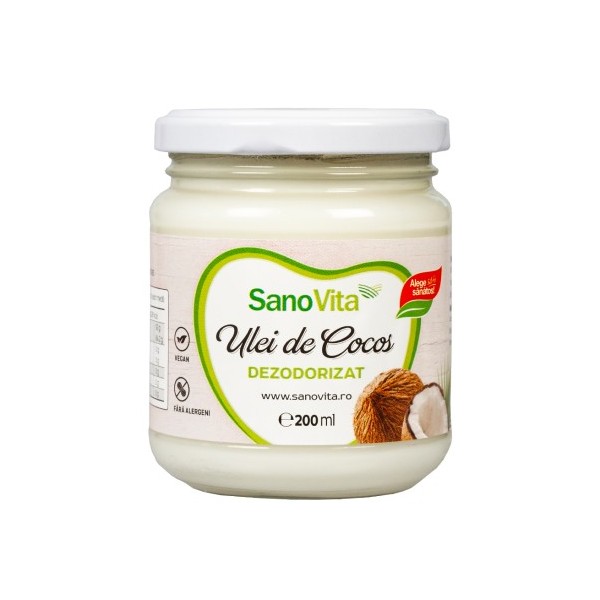 Ulei de cocos dezodorizat, 200ml, SanoVita