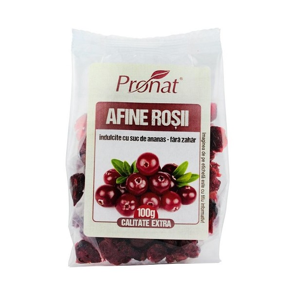 Afine rosii uscate, 100g, Pronat