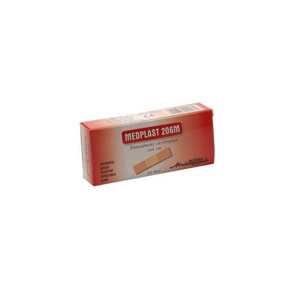 Pansament cu rivanol, 2x6 cm, 20 bucati, Medplast