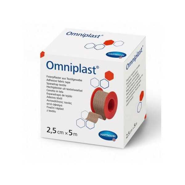 Plasture textil hipoalergen pe suport textil, 2.5cmx5m, o bucata, Omniplast