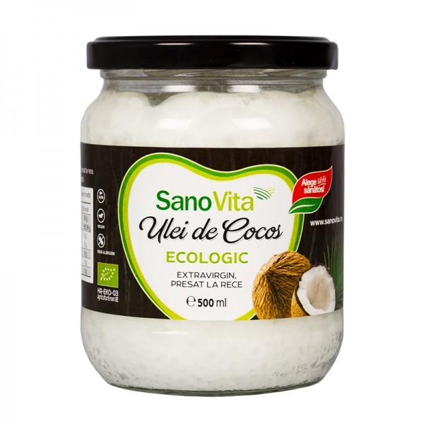 Ulei de cocos Eco extravirgin, 500ml, SanoVita