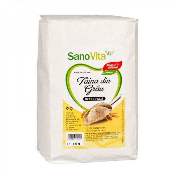 Faina integrala de grau, 1kg, SanoVita