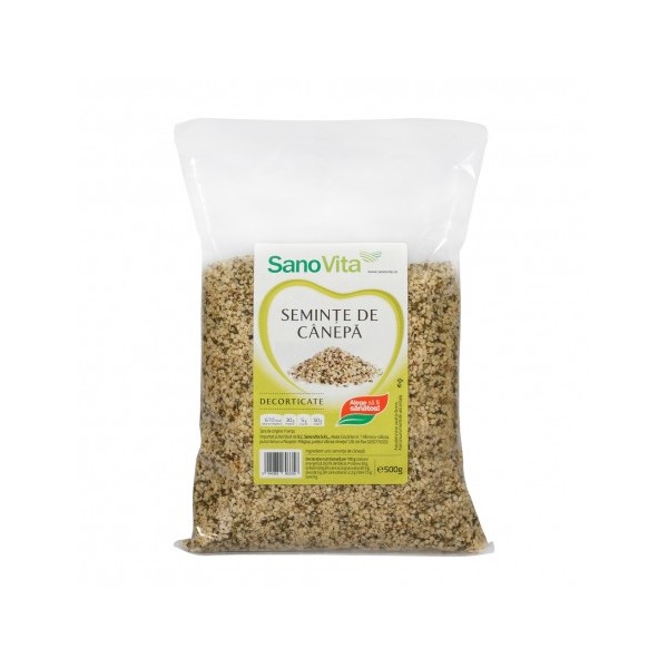 Seminte de canepa decorticate, 500g, SanoVita