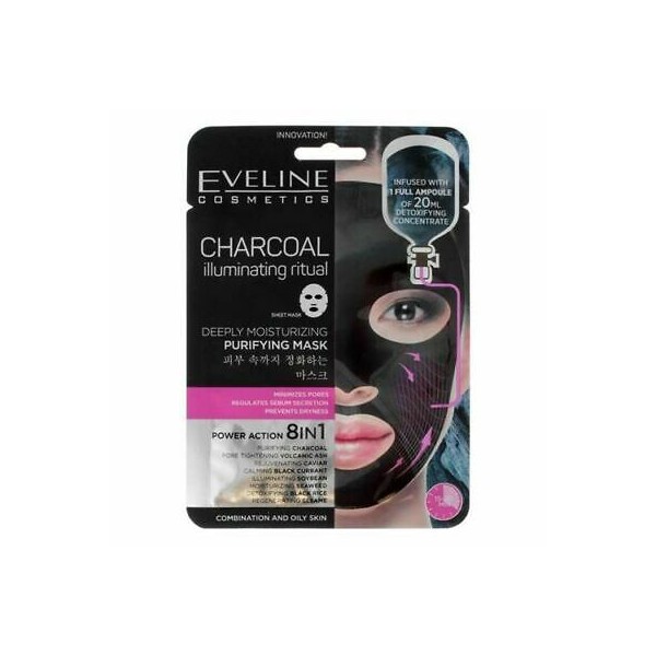 Masca de fata Korean Charcoal Deeply, 1 bucata, Eveline Cosmetics