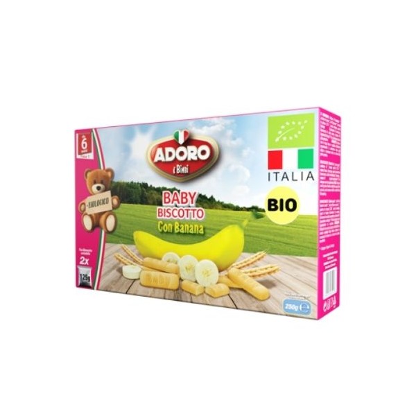 Biscuiti cu banane 6 luni+, 2 x 125g, Adoro Bimbi