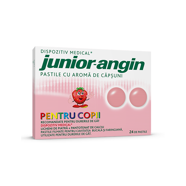 Junior Angin cu aroma de capsuni, 24 pasile, Klosterfrau