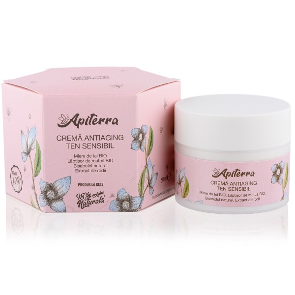 Crema anti-aging ten sensibil, 50ml, Apiterra