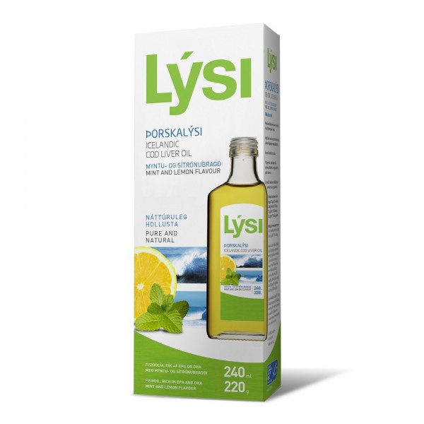 Ulei din ficat de cod cu aromă de lamaie si menta, 240ml, Lysi