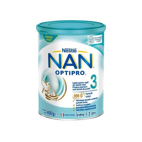 Lapte praf Nan 3 Optipro Premium, incepand de la 12 luni, 400 g, Nestle