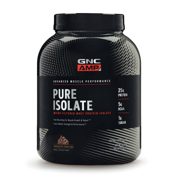 Proteina din zer cu aroma de glazura de ciocolata AMP Pure Isolate, 2415g, GNC