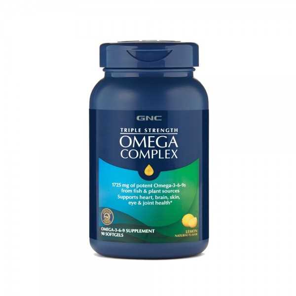 Ulei de peste Omega Complex Triple Strength, 90 capsule, GNC