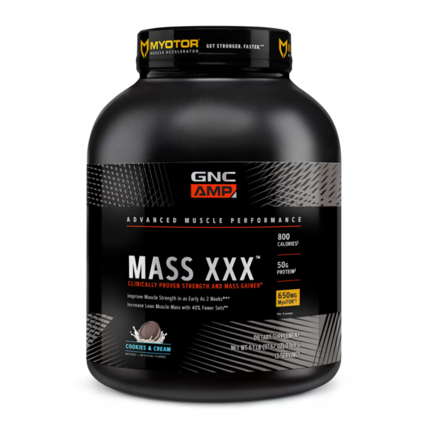 Gainer proteic cu aroma de biscuiti si frisca AMP Mass XXX, 2769g, GNC