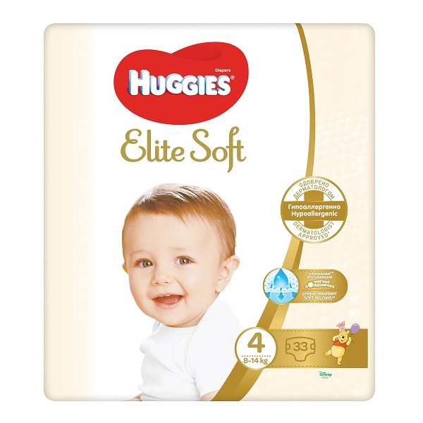 Scutece Elite Soft Nr.4 8-14 kg, 33 bucati, Huggies