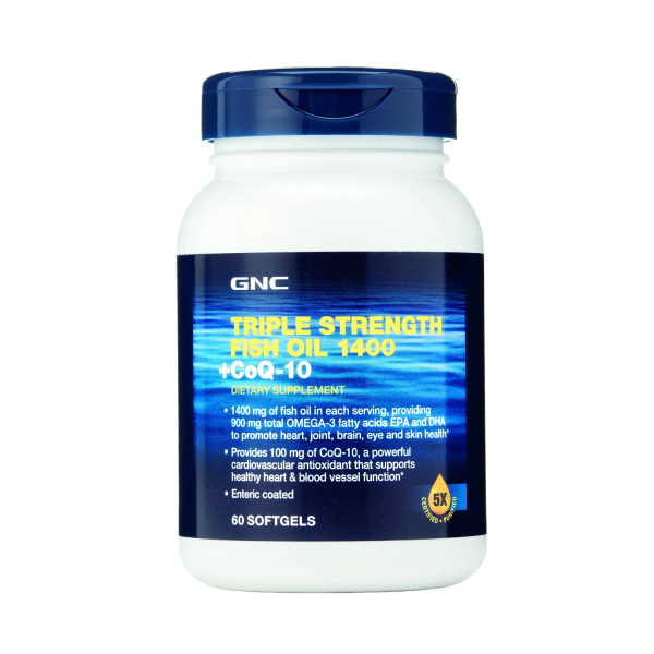 Ulei de peste si coenzima Q-10 Triple Strength, 60 capsule, GNC