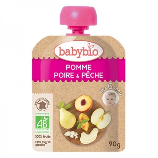 Piure din piersici si mere Bio, 90g, BabyBio