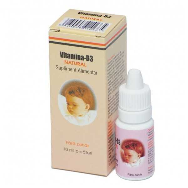 Vitamina D3 picaturi, 10ml, Natural Pharmaceuticals