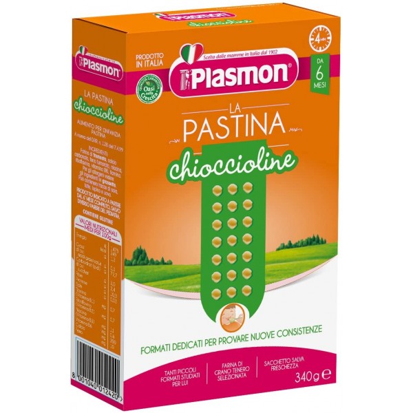 Paste Chioccioline in forma de melcisori 6 luni+, 340g, Plasmon